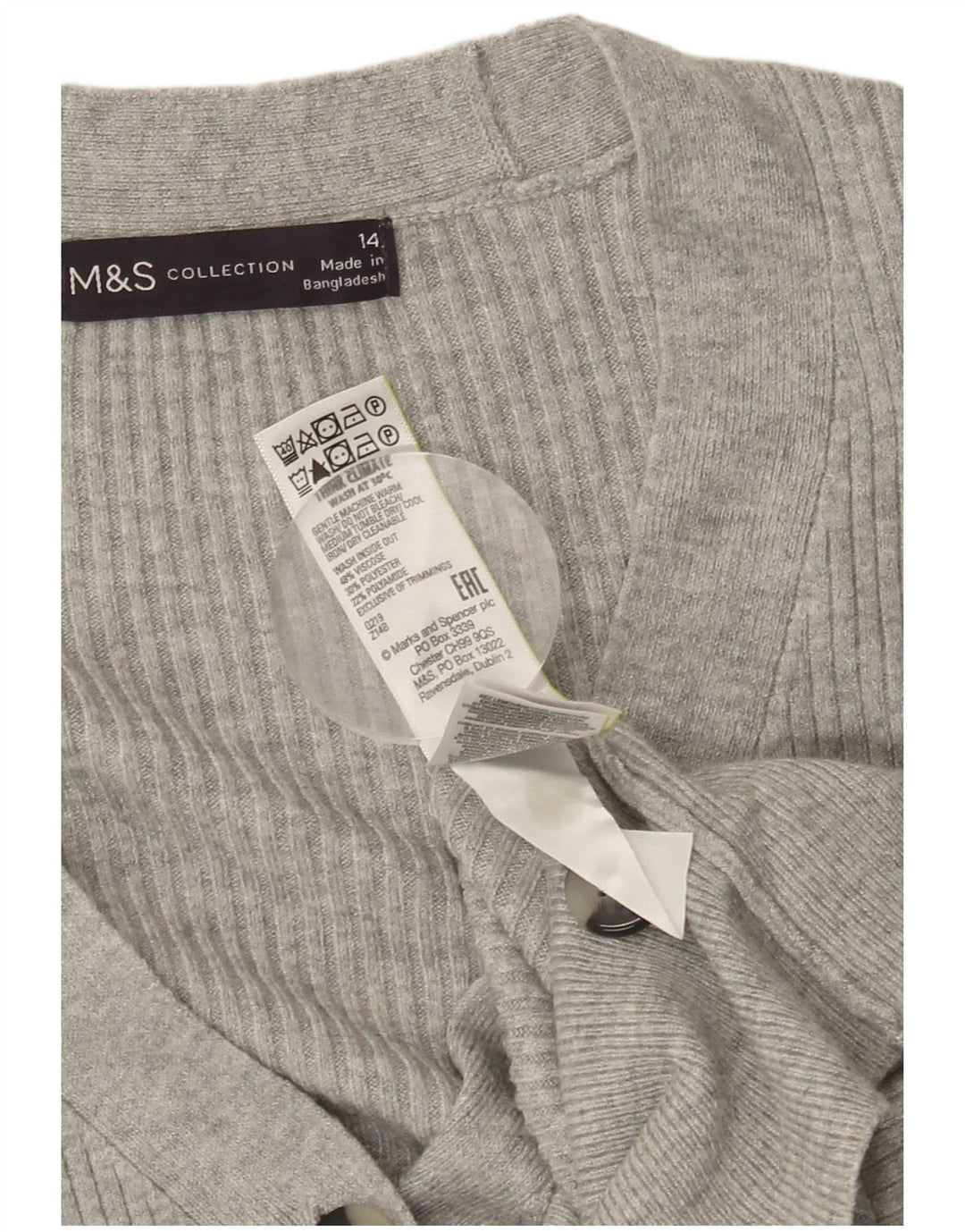 MARKS & SPENCER Girls Cardigan Sweater 13-14 Years Grey Viscose