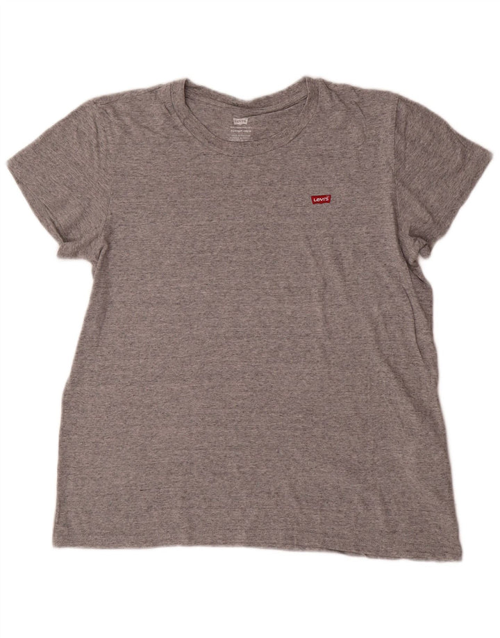 LEVI'S Womens T-Shirt Top UK 16 Large Grey Flecked Cotton