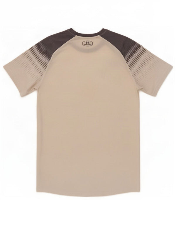 Under Armour Mens Heat Gear T-Shirt Top Medium White Colourblock Polyester