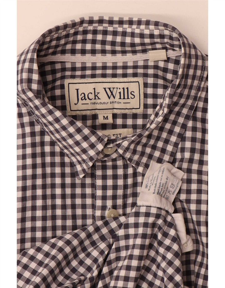 Jack Wills Mens Classic Fit Shirt Medium Navy Blue Gingham Cotton