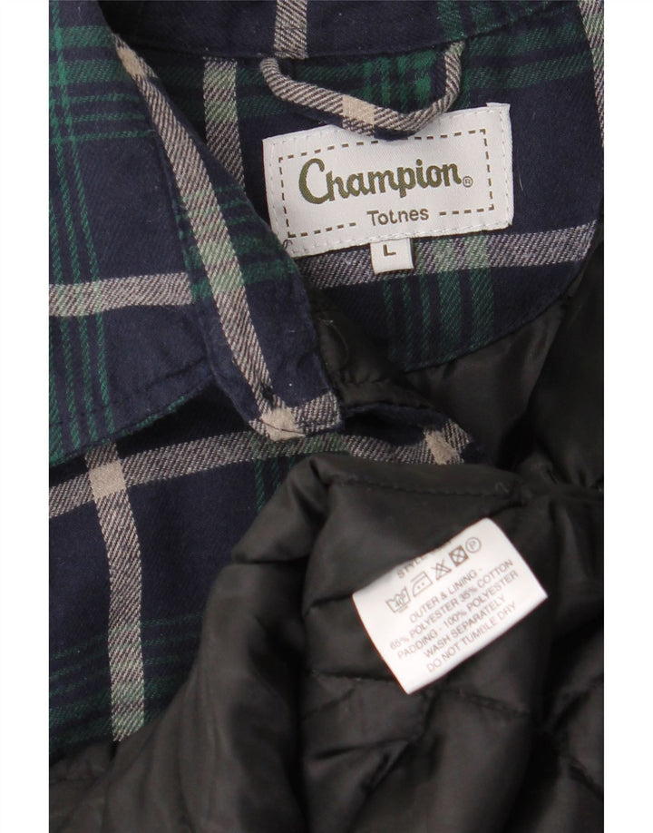 Champion Totnes Mens Lumberjack Flannel Shirt Large Navy Blue Check