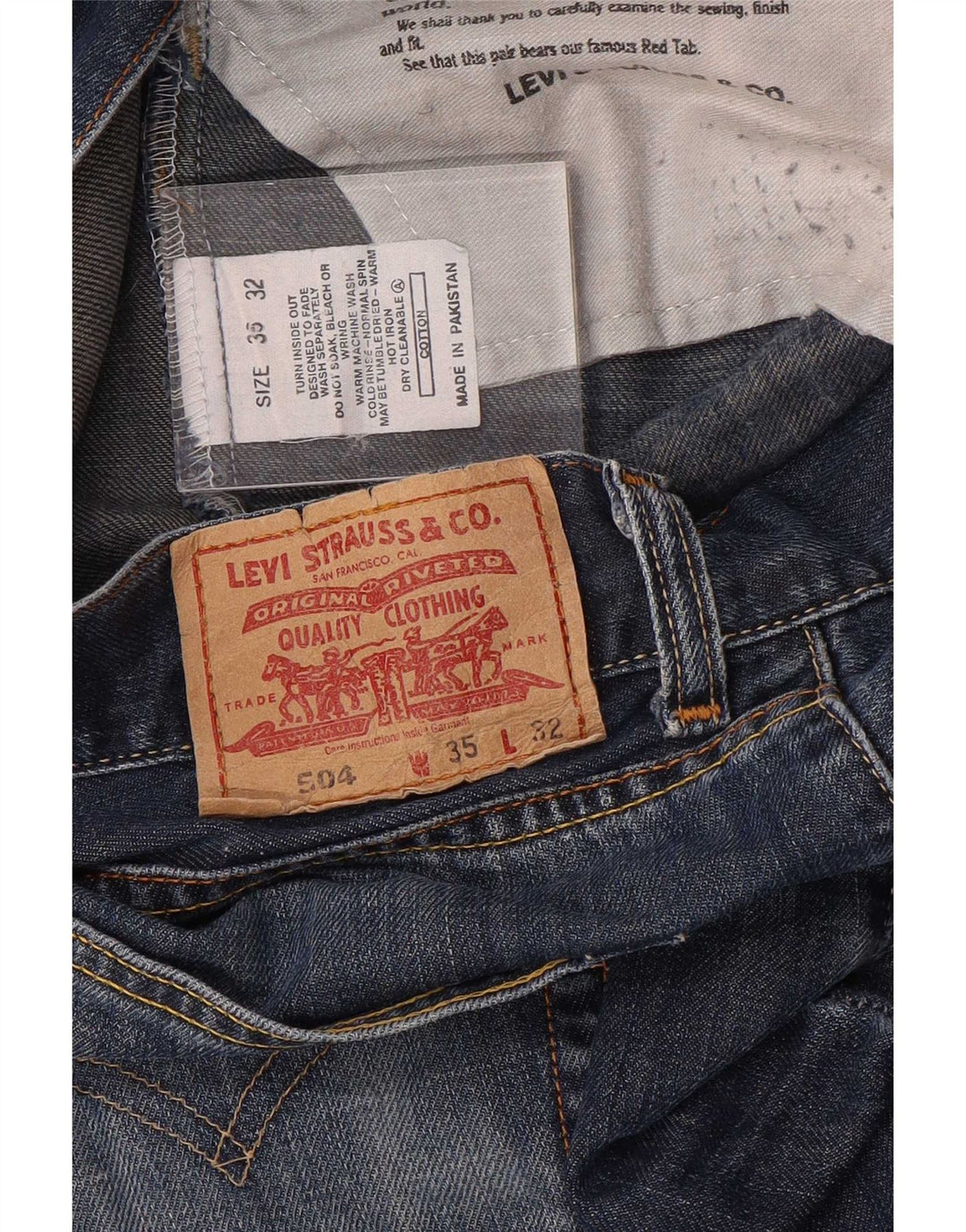 Levi's Mens 504 Regular Straight Jeans W35 L32 Blue Cotton