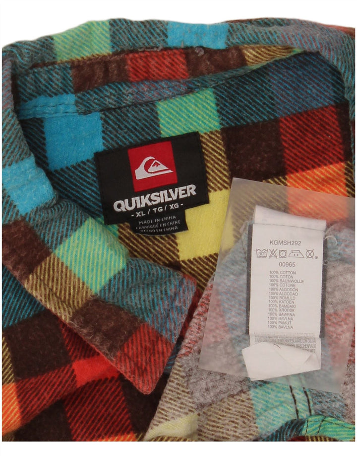 Quiksilver Mens Flannel Shirt XL Multicoloured Gingham Cotton