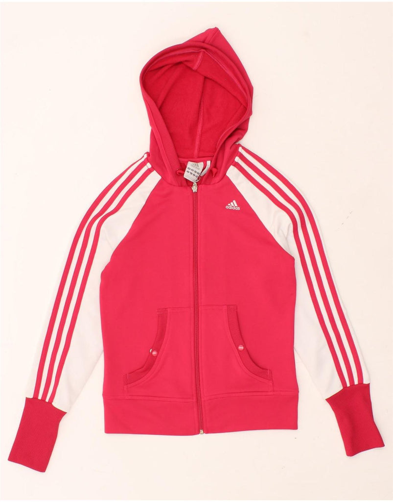 ADIDAS Womens Clima 365 Zip Hoodie Sweater UK 8 Small Pink Colourblock | Vintage Adidas | Thrift | Second-Hand Adidas | Used Clothing | Messina Hembry 