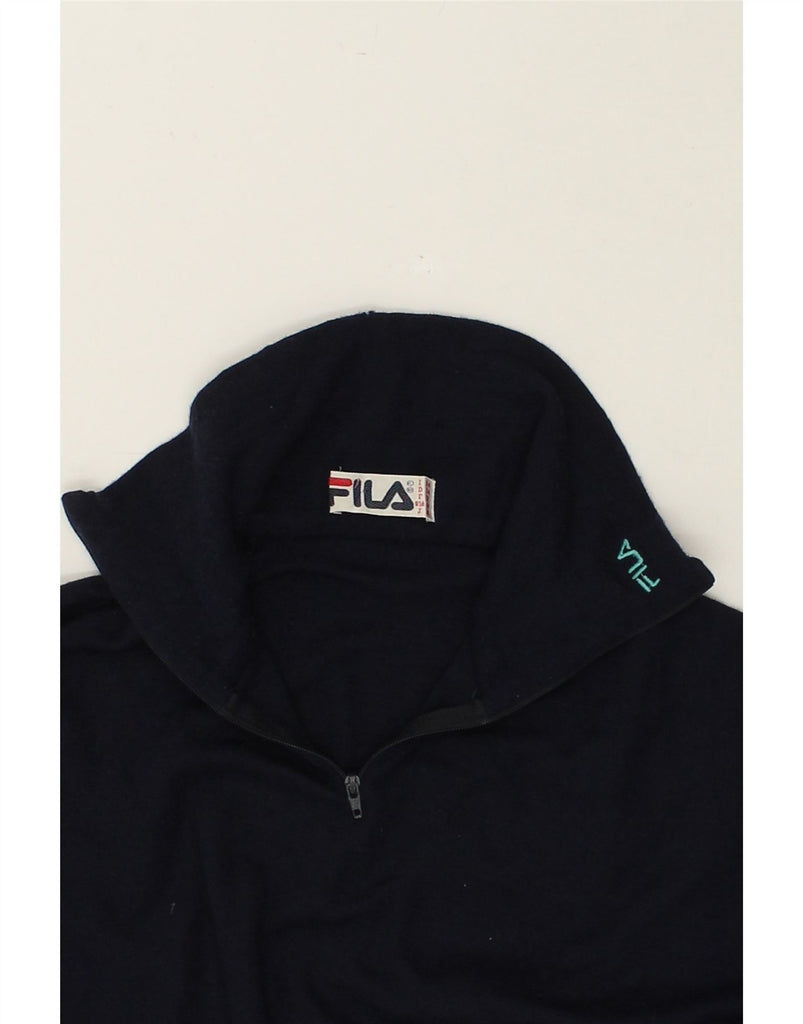 FILA Mens Zip Neck Jumper Sweater IT 54 XL Navy Blue Wool | Vintage Fila | Thrift | Second-Hand Fila | Used Clothing | Messina Hembry 