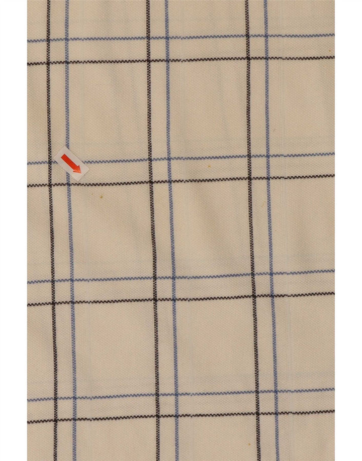Ellesse Mens Polo Shirt Medium White Check Cotton
