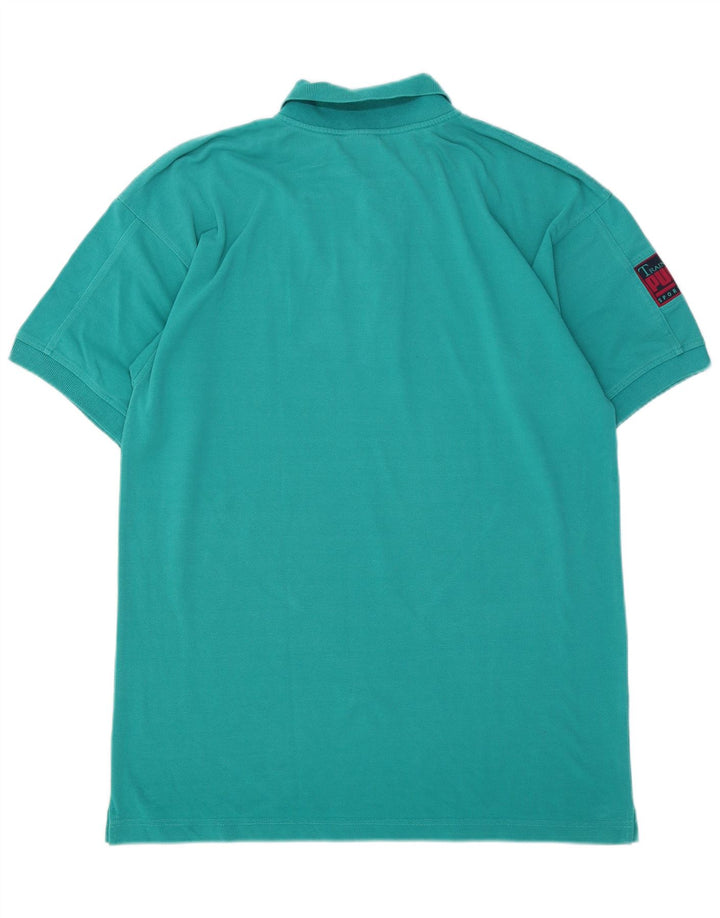 PUMA Mens Polo Shirt UK 38/40 Medium Turquoise Cotton
