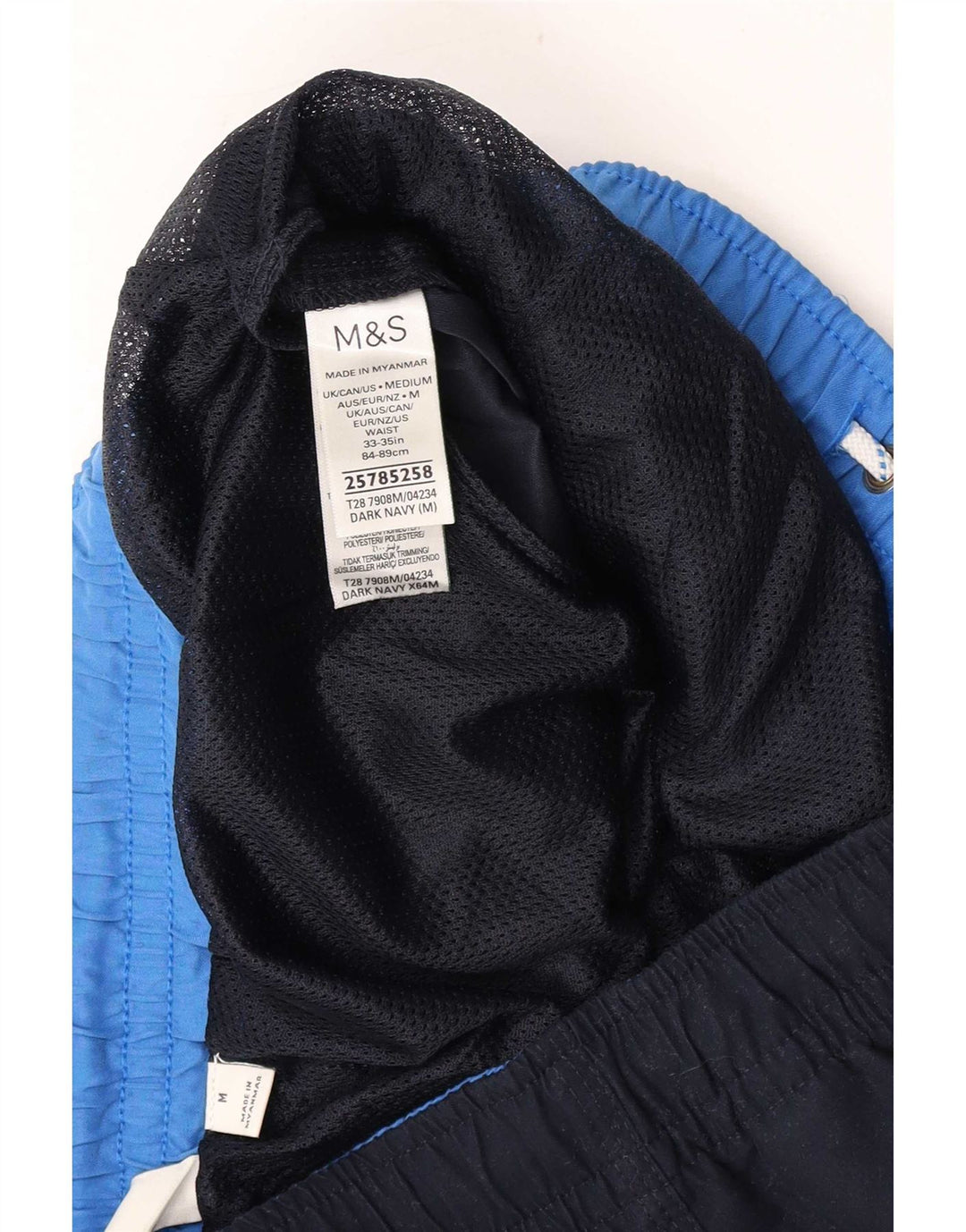Marks & Spencer Mens Swimming Shorts Medium Navy Blue Polyester