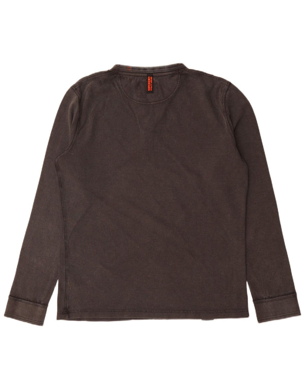 Superdry Mens Top Long Sleeve Large Grey Cotton