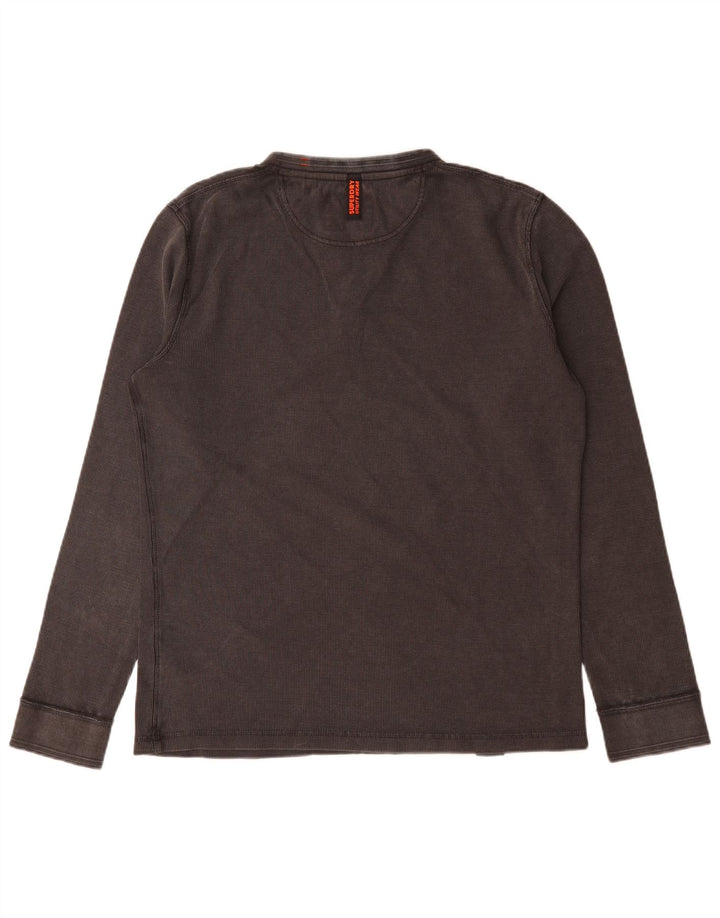 Superdry Mens Top Long Sleeve Large Grey Cotton