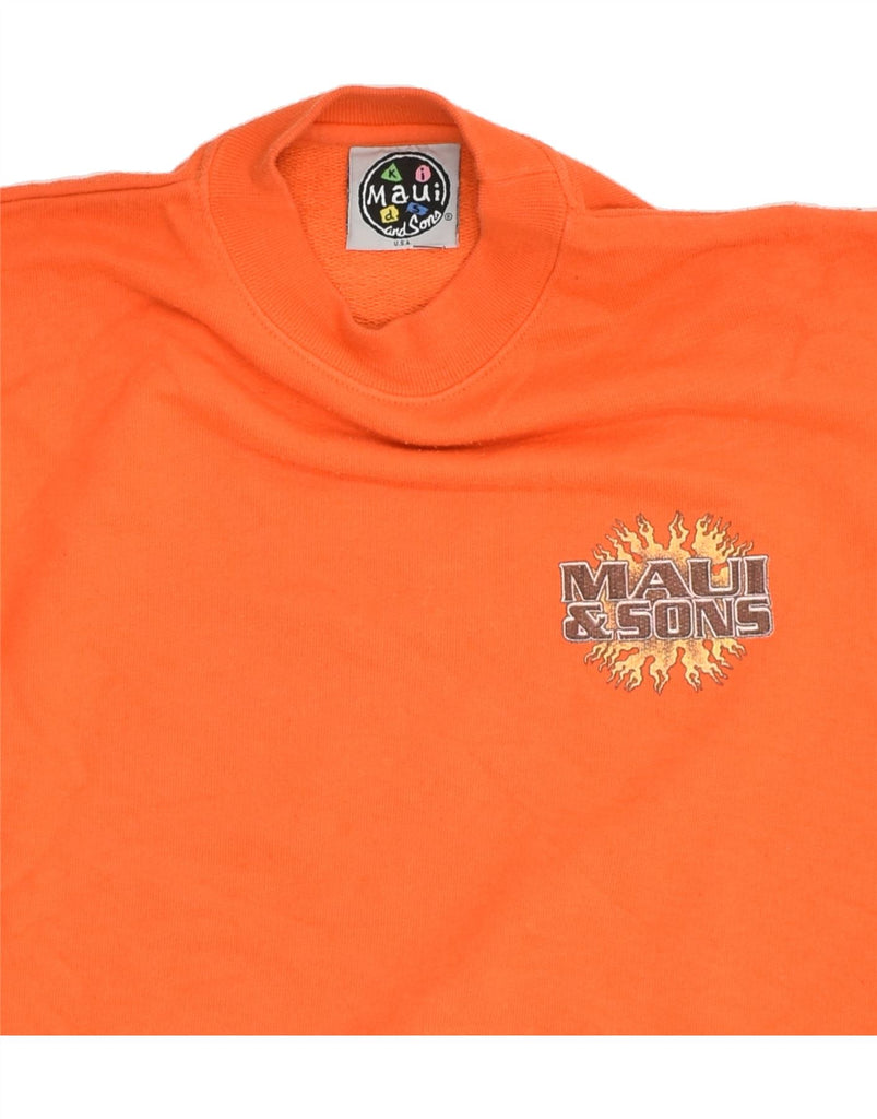 MAUI AND SONS Boys Graphic Sweatshirt Jumper 7-8 Years Orange Cotton | Vintage Maui and Sons | Thrift | Second-Hand Maui and Sons | Used Clothing | Messina Hembry 