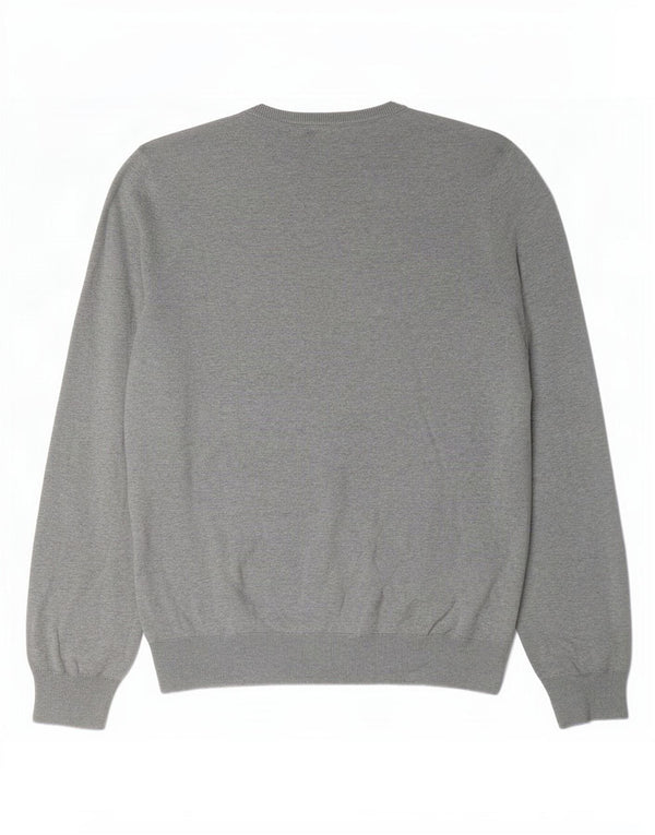 Marks & Spencer Mens V-Neck Jumper Sweater XL Grey Flecked Cotton