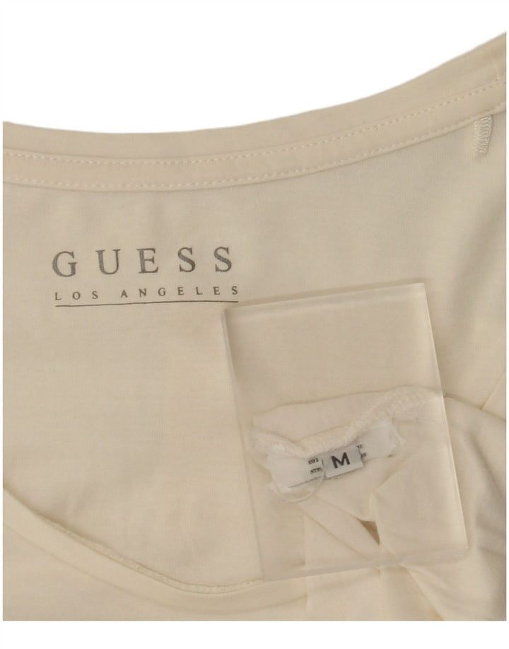 Guess Womens Graphic Top Long Sleeve UK 12 Medium Off White