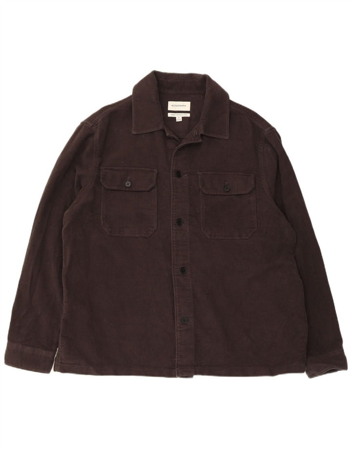 Marks & Spencer Mens Autograph Overshirt Shirt XL Grey Cotton