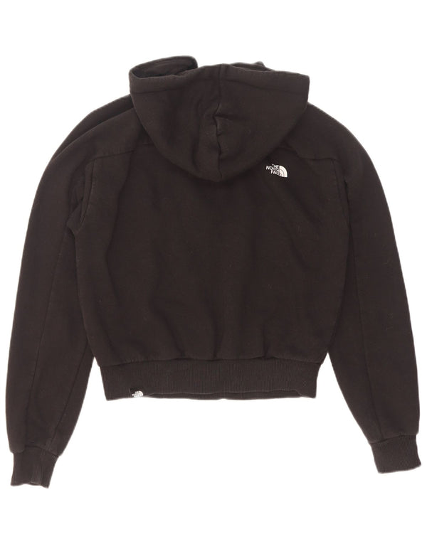The North Face Womens Crop Zip Neck Hoodie Jumper UK 10 Small Black Cotton