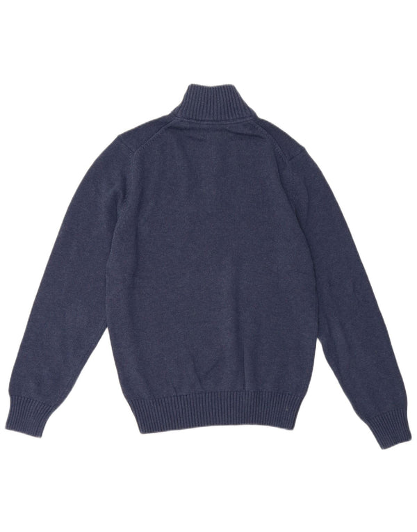 Gant Mens Zip Neck Jumper Sweater Small Navy Blue Cotton