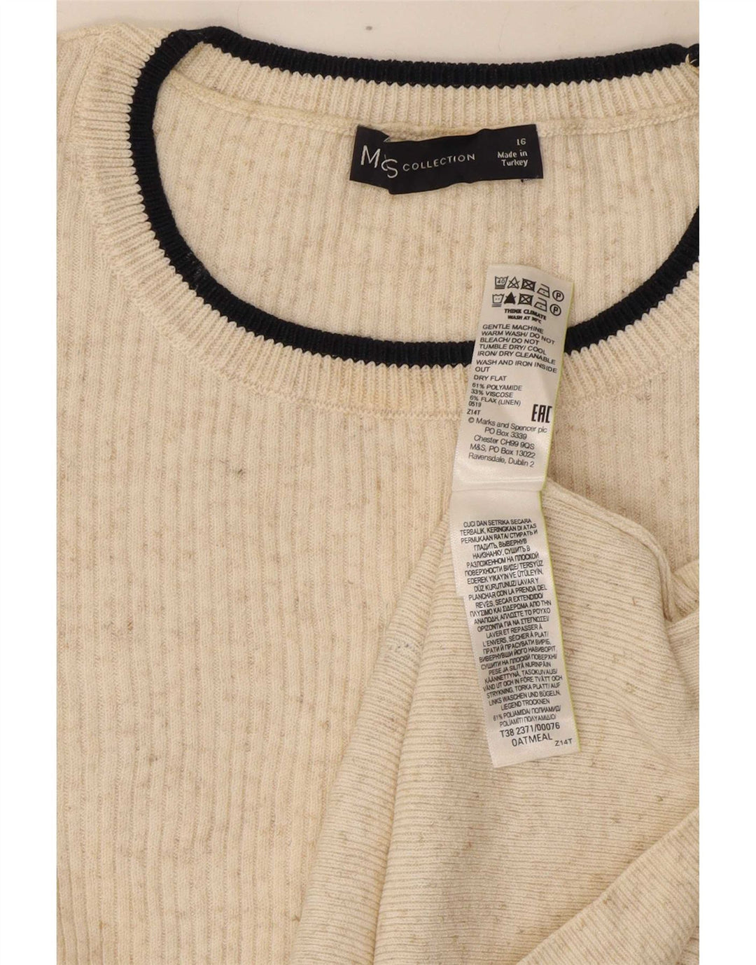 Marks & Spencer Womens Blouse Top UK 16 Large Off White Polyamide