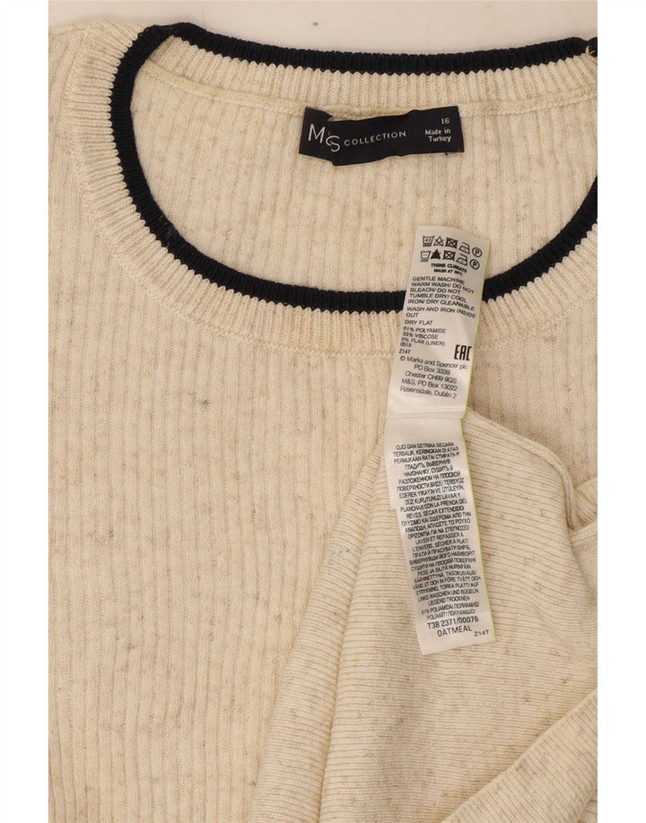 Marks & Spencer Womens Blouse Top UK 16 Large Off White Polyamide