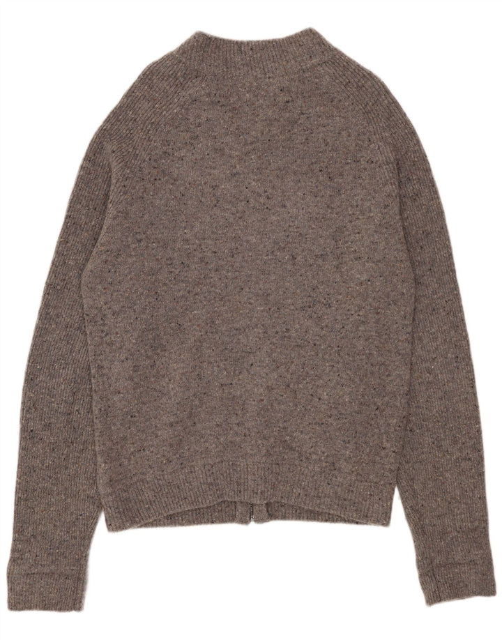 MARKS & SPENCER Mens Cardigan Sweater Small Grey Flecked Wool