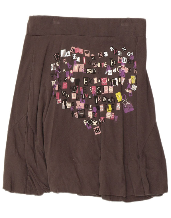 Desigual Womens Graphic A-Line Skirt Small W26  Grey