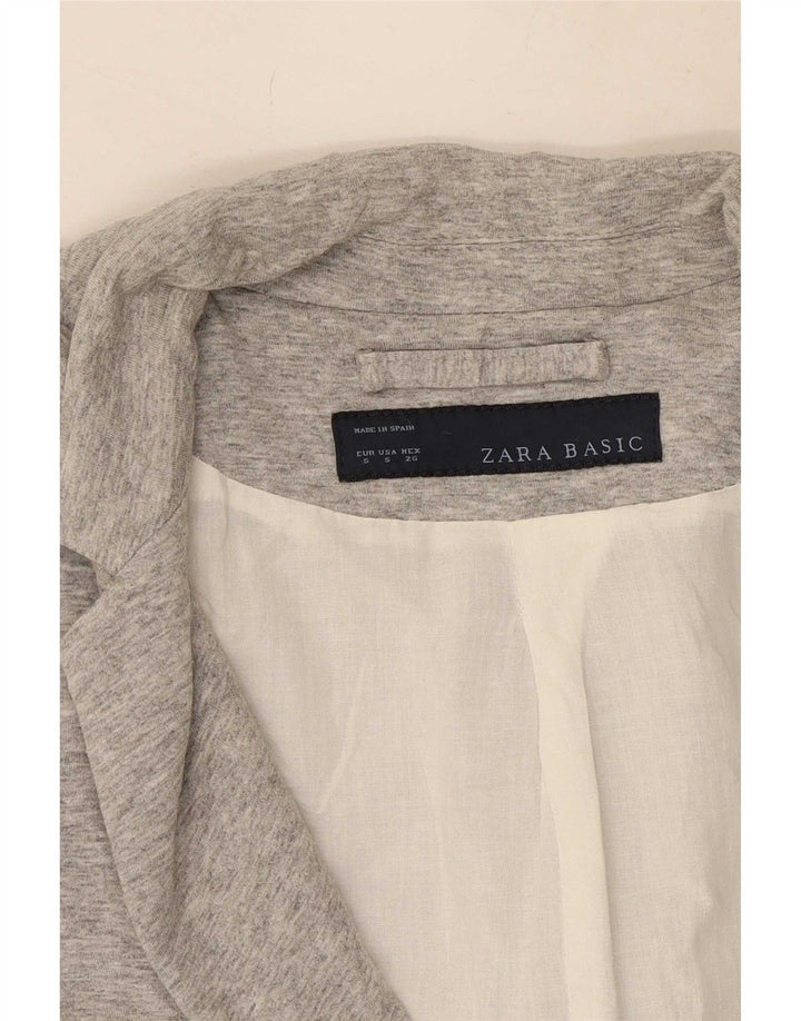 Zara Womens 1 Button Blazer Jacket UK 10 Small Grey Flecked