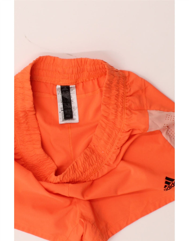 ADIDAS Womens Climalite Sport Shorts UK 8/10 Small  Orange Colourblock Vintage Adidas and Second-Hand Adidas from Messina Hembry 