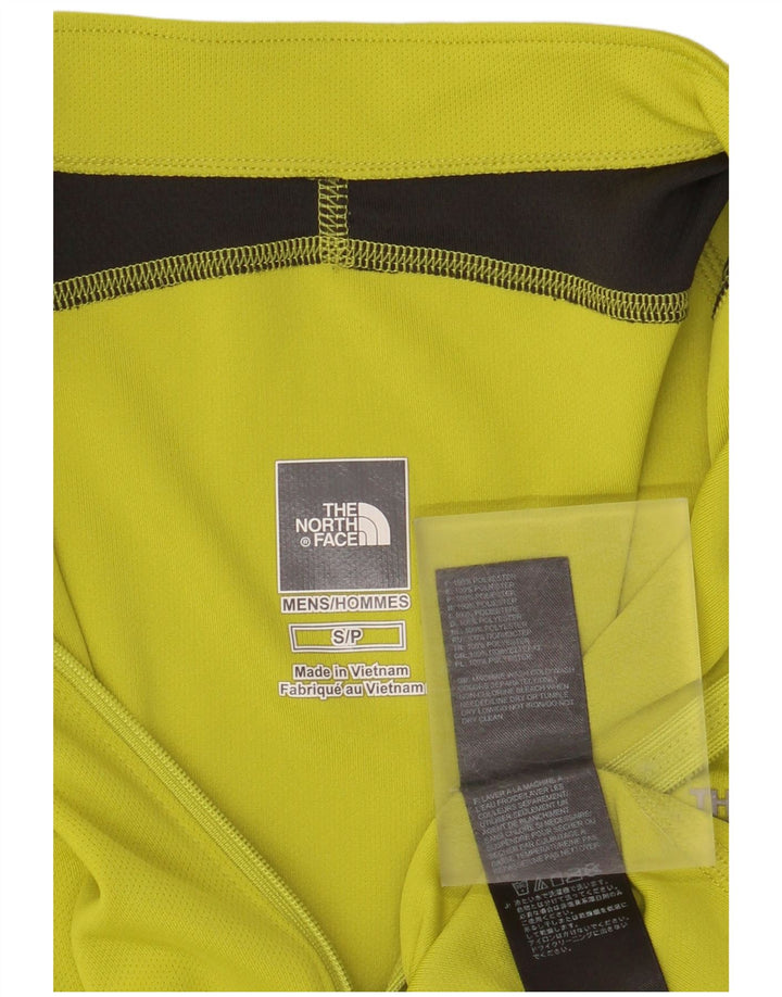 THE NORTH FACE Mens Zip Neck T-Shirt Top Small Green Colourblock Polyester