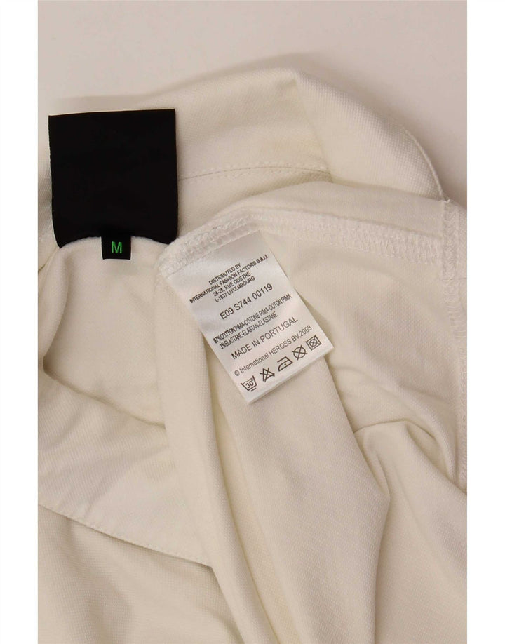 Vintage Mens Polo Shirt Medium White Cotton