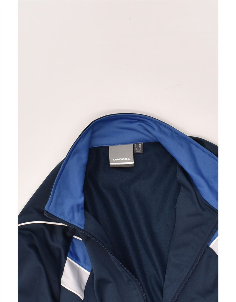 DIADORA Mens Tracksuit Top Jacket UK 38 Medium  Navy Blue Colourblock | Vintage Diadora | Thrift | Second-Hand Diadora | Used Clothing | Messina Hembry 