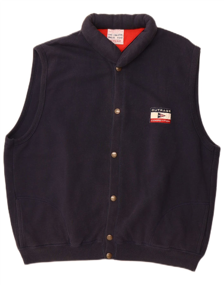Outrage Mens Sleeveless Tracksuit Top Jacket 2XL Navy Blue Cotton