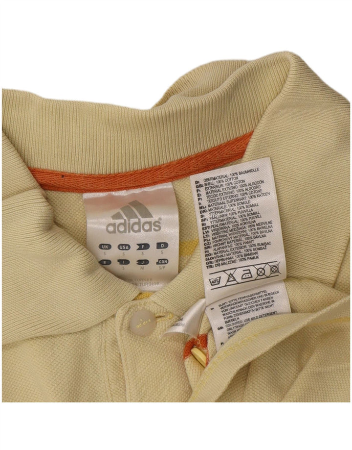 Adidas Mens Polo Shirt Small Yellow Striped Cotton
