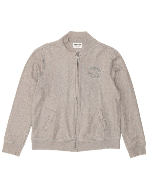 CONVERSE Womens Tracksuit Top Jacket UK 14 Large Silver Cotton