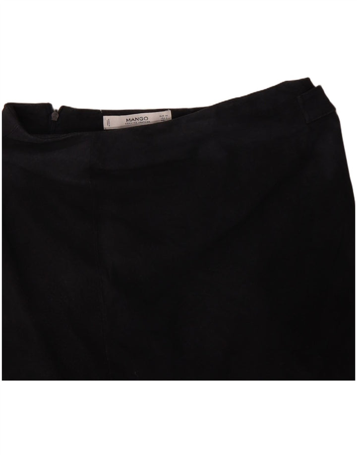 Mango Womens Suede Mini Skirt EU 34 XS W28 Navy Blue Leather