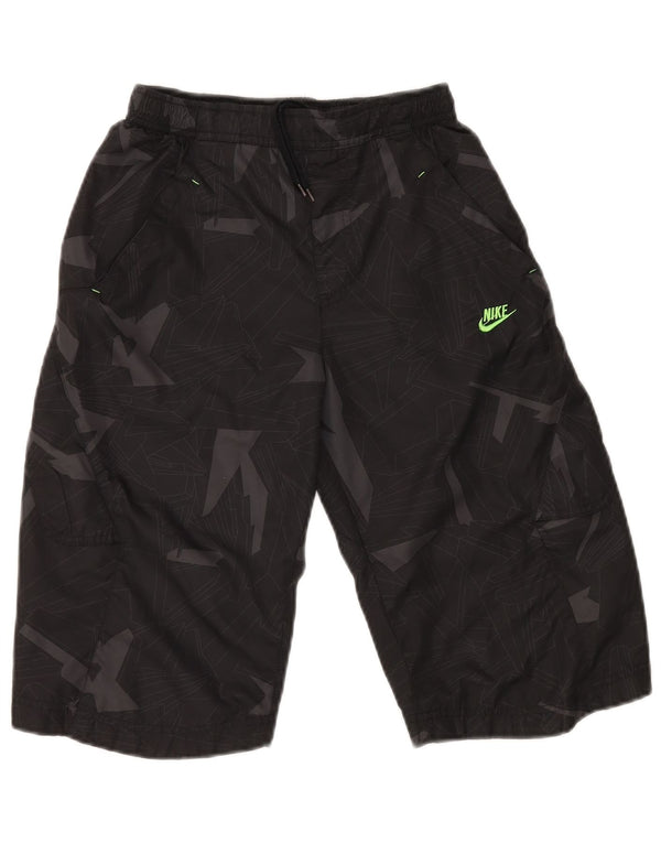NIKE Boys Sport Shorts 12-13 Years Large Black Geometric Polyester