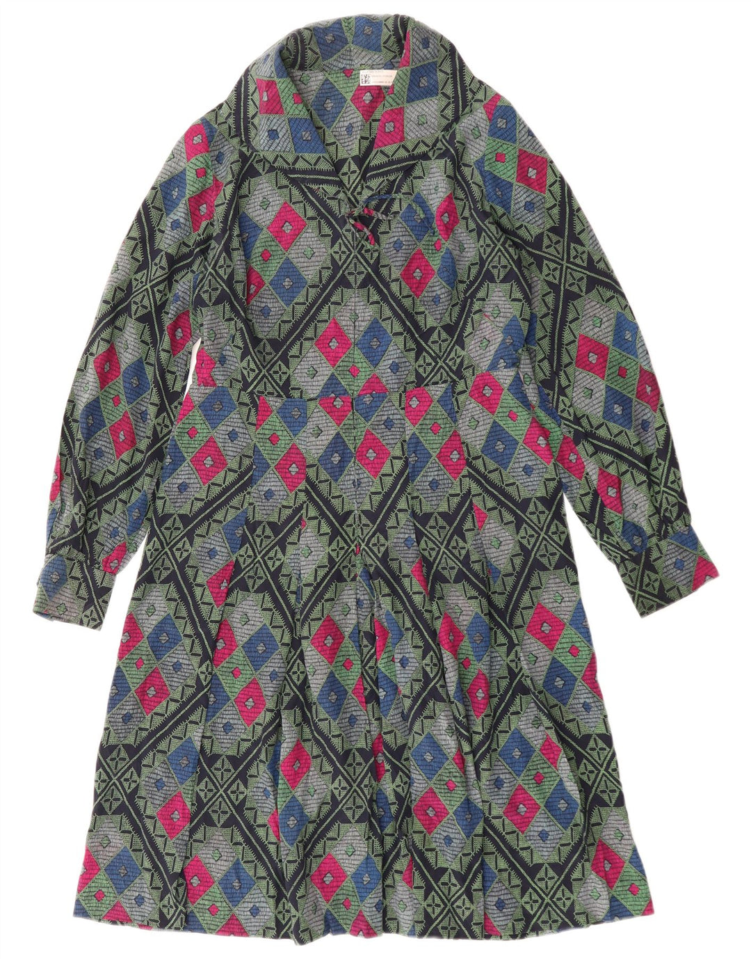 Vintage Womens A-Line Dress UK 12 Medium Multicoloured Geometric
