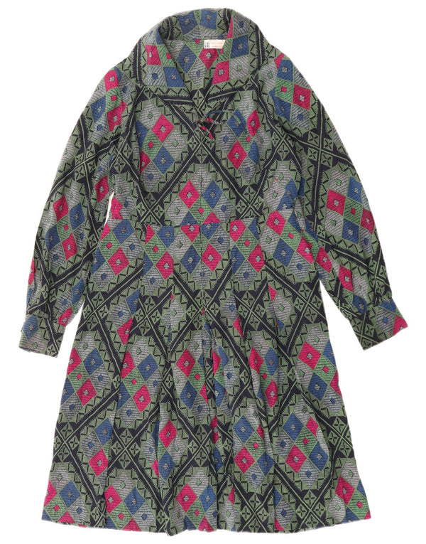 Vintage Womens A-Line Dress UK 12 Medium Multicoloured Geometric