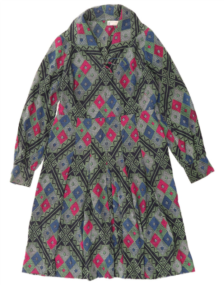 Vintage Womens A-Line Dress UK 12 Medium Multicoloured Geometric