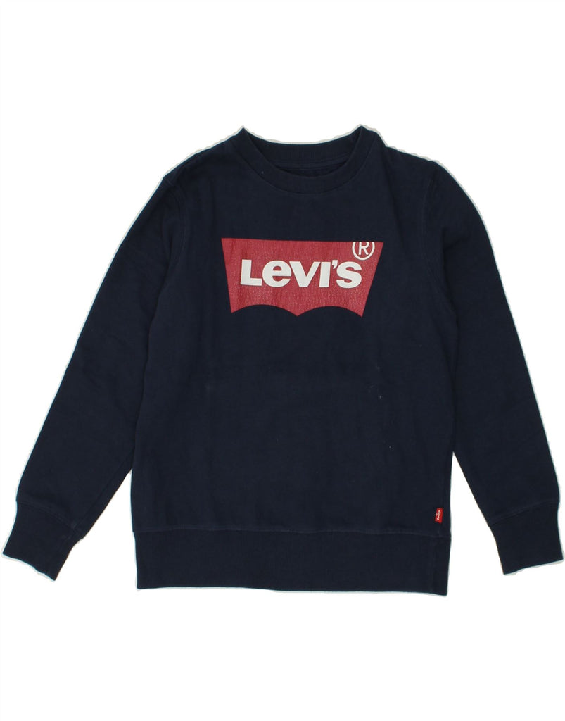 LEVI'S Boys Graphic Sweatshirt Jumper 9-10 Years Navy Blue | Vintage Levi's | Thrift | Second-Hand Levi's | Used Clothing | Messina Hembry 