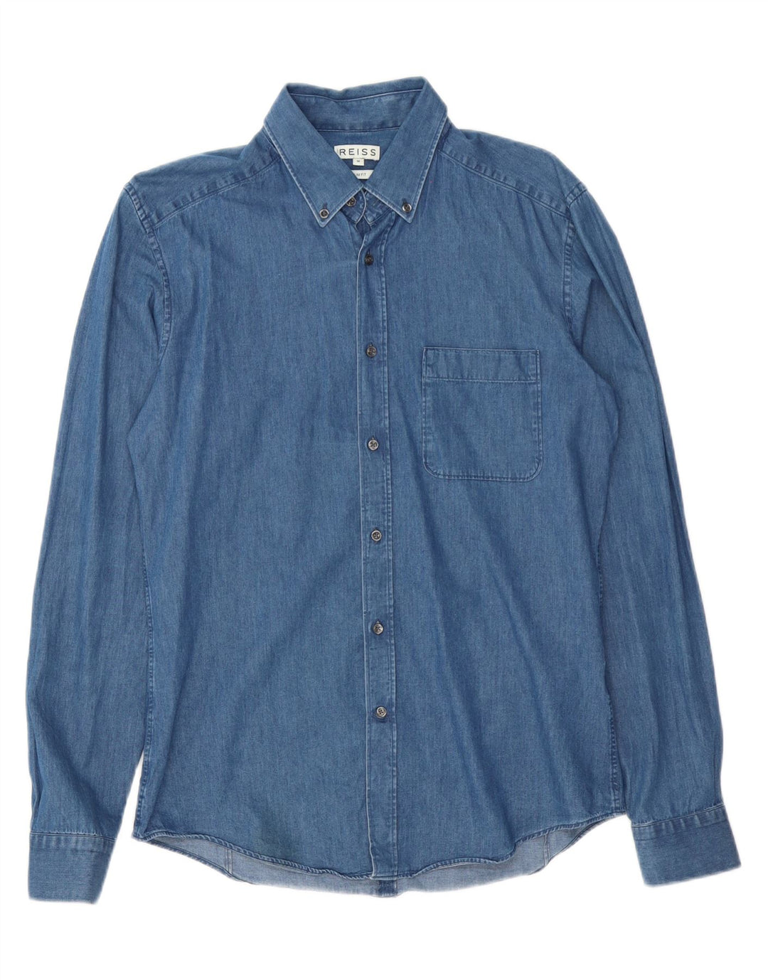 REISS Mens Slim Fit Denim Shirt Medium Blue Cotton