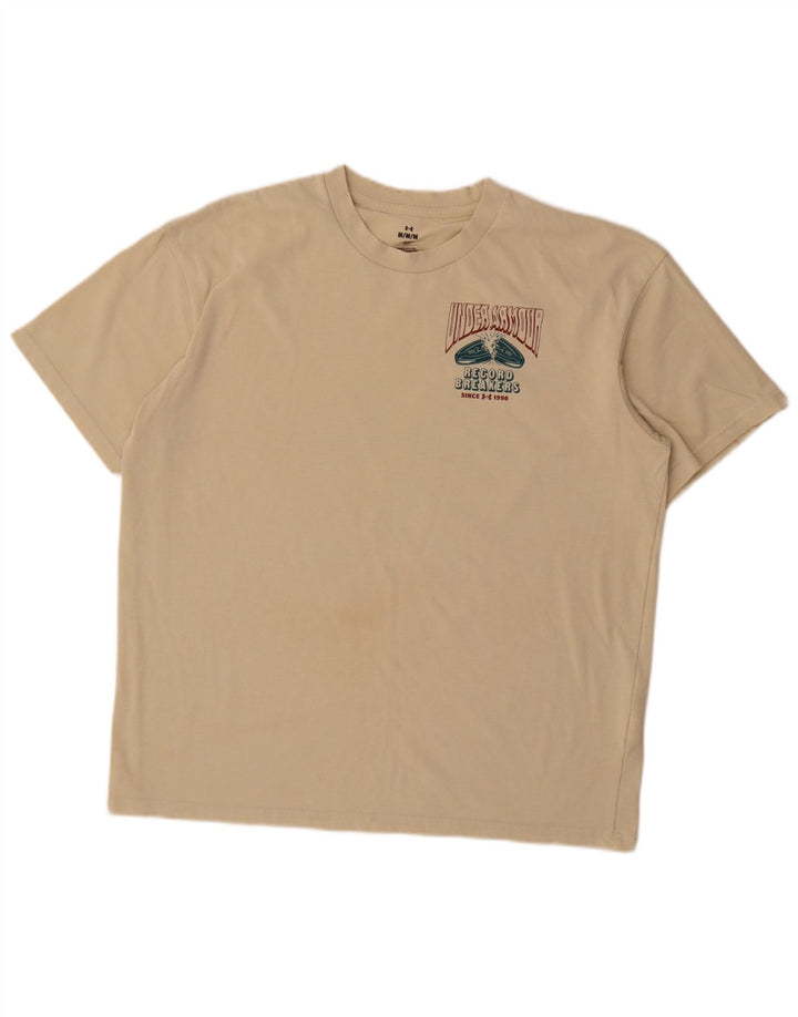 Under Armour Mens Graphic T-Shirt Top Medium Beige Cotton