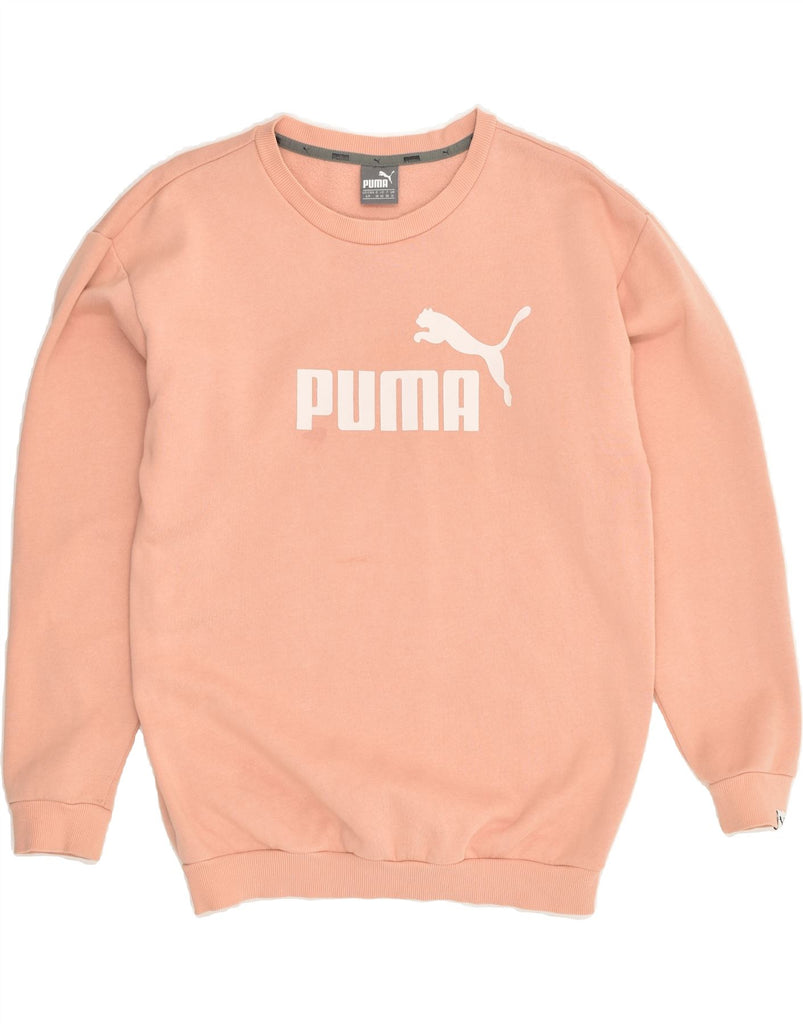 PUMA Womens Graphic Sweatshirt Jumper UK 10 Small  Beige Cotton | Vintage Puma | Thrift | Second-Hand Puma | Used Clothing | Messina Hembry 