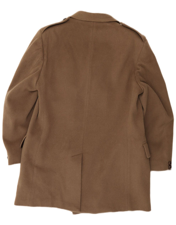Dack's Mens Military Double Breasted Coat UK 42 XL Brown Virgin Wool