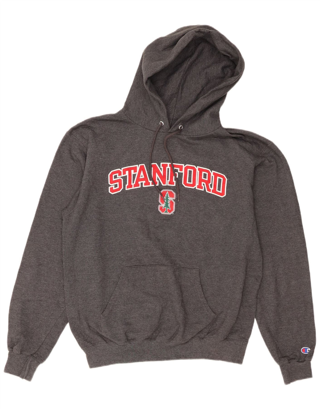 Champion Mens Stanford Graphic Hoodie Jumper Medium Grey Cotton