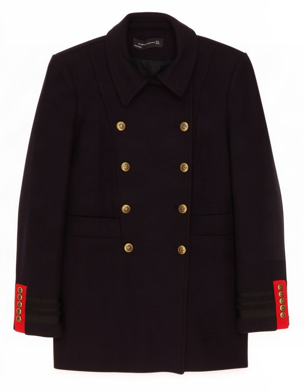 Zara Womens Double Breasted Blazer Jacket UK 10 Small Navy Blue