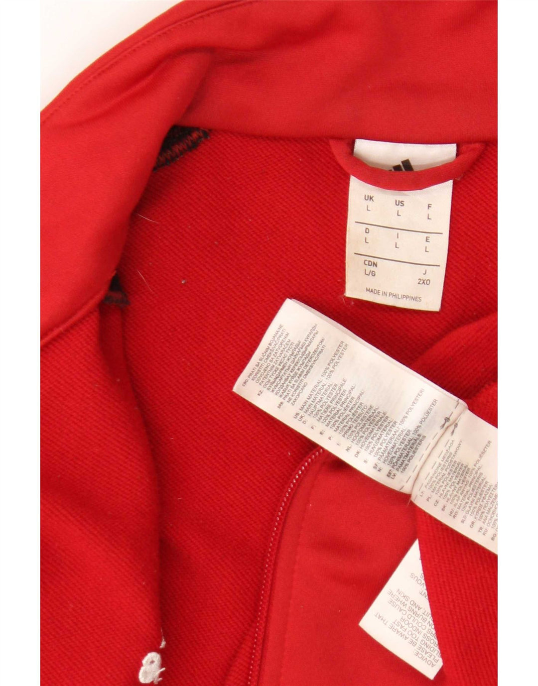 Adidas Mens Tracksuit Top Jacket Large Red Colourblock Polyester