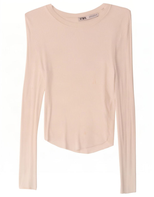 Zara Womens Top Long Sleeve UK 12 Medium White