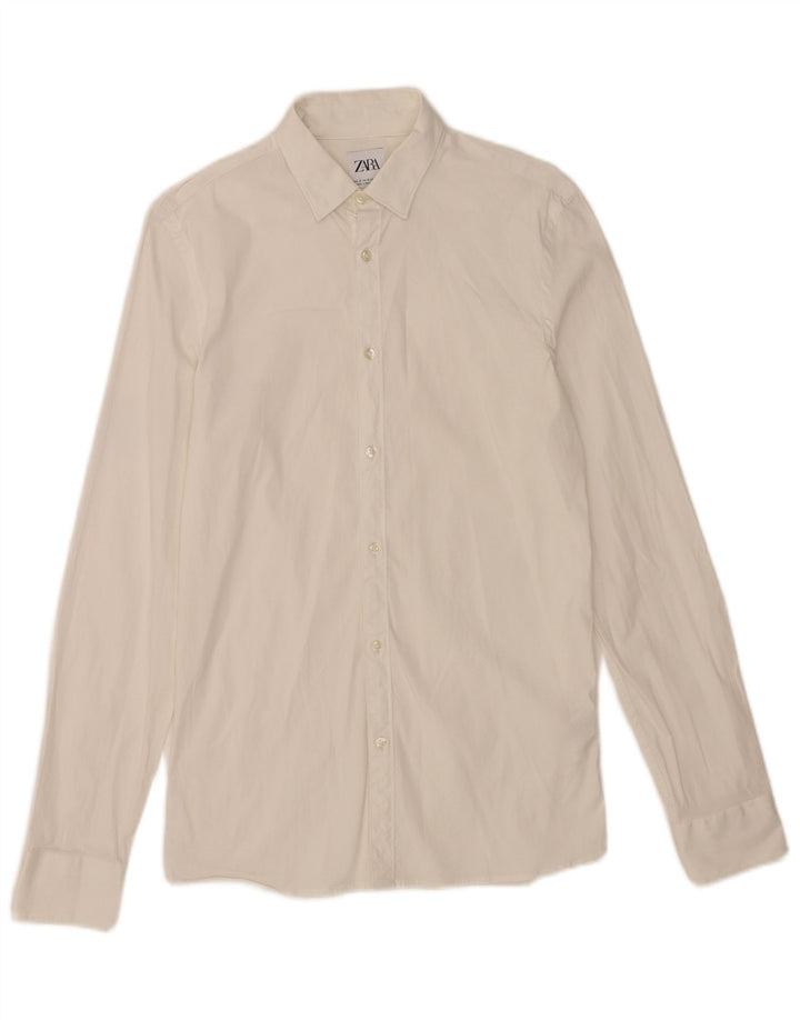 Zara Womens Shirt UK 10 Small White Cotton