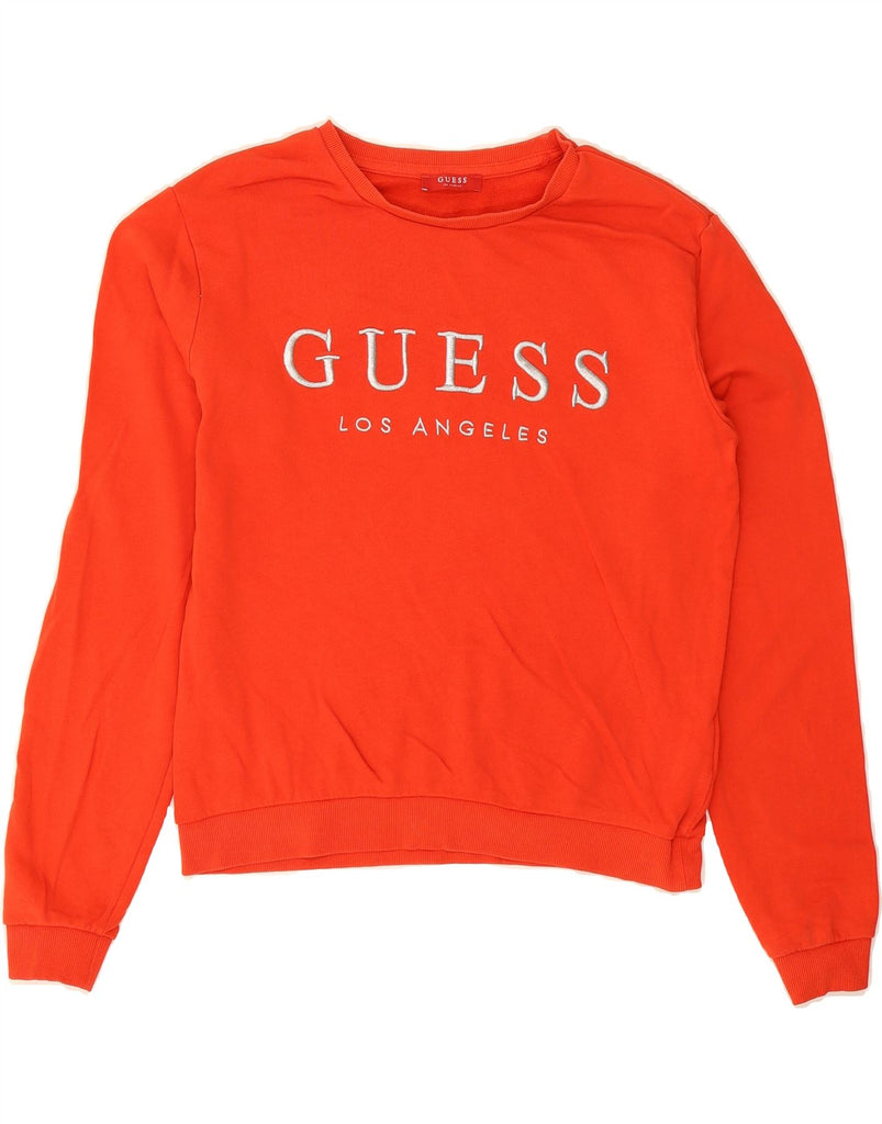 GUESS Womens Graphic Sweatshirt Jumper UK 10 Small Red Cotton Vintage Guess and Second-Hand Guess from Messina Hembry 