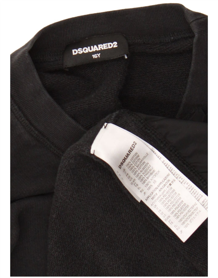 Dsquared2 Girls Oversized Graphic Crop Sweatshirt Jumper 15-16 Years Black