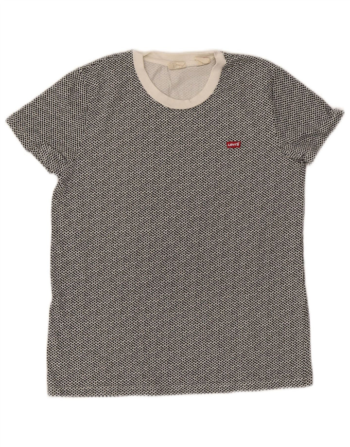 Levi's Womens Abstract Pattern T-Shirt Top UK 10 Small Black Cotton